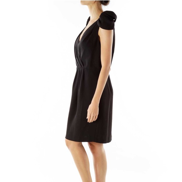 Ann Taylor Loft Black Ruffle Cap Sleeve Dress Size 4 - Picture 4 of 9
